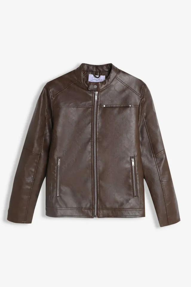 Sonny Bono Biker giubbotto effetto pelle moro