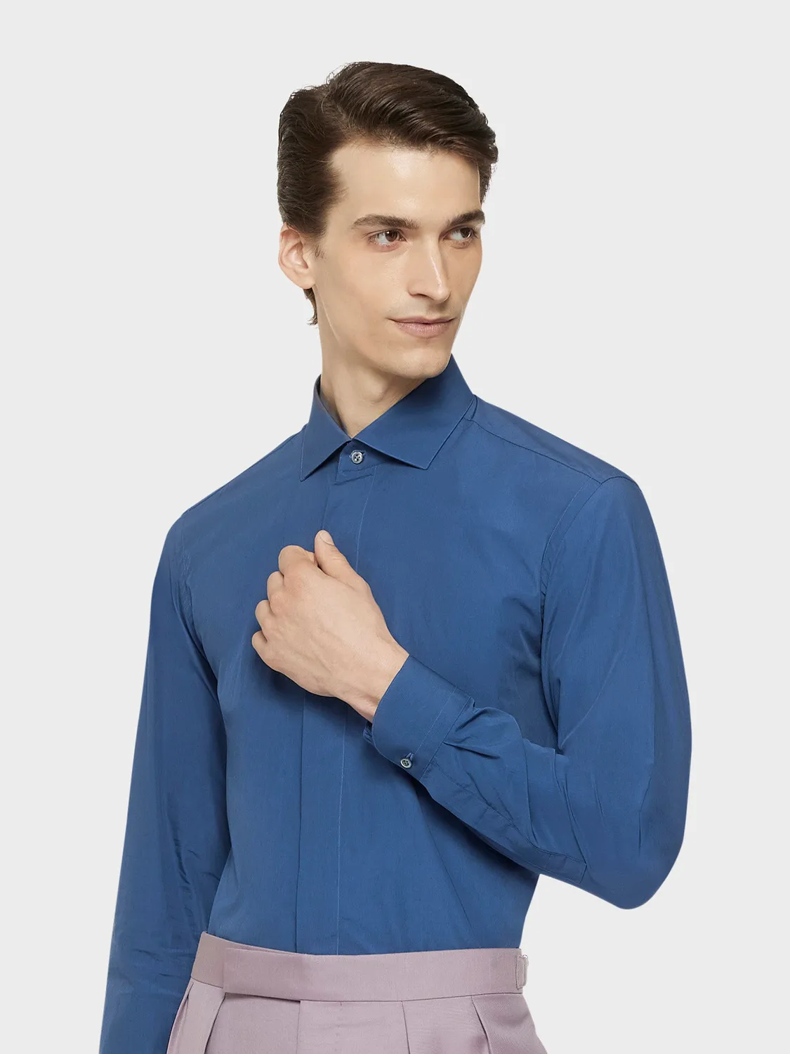 Caruso Butterfly camicia slim cotone blu
