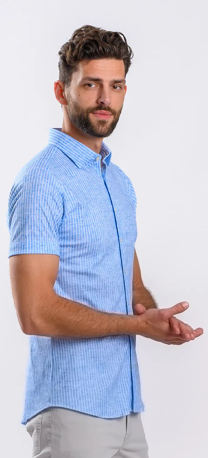 Alain Delon Extra Slim camicia uomo manica corta righe cotone