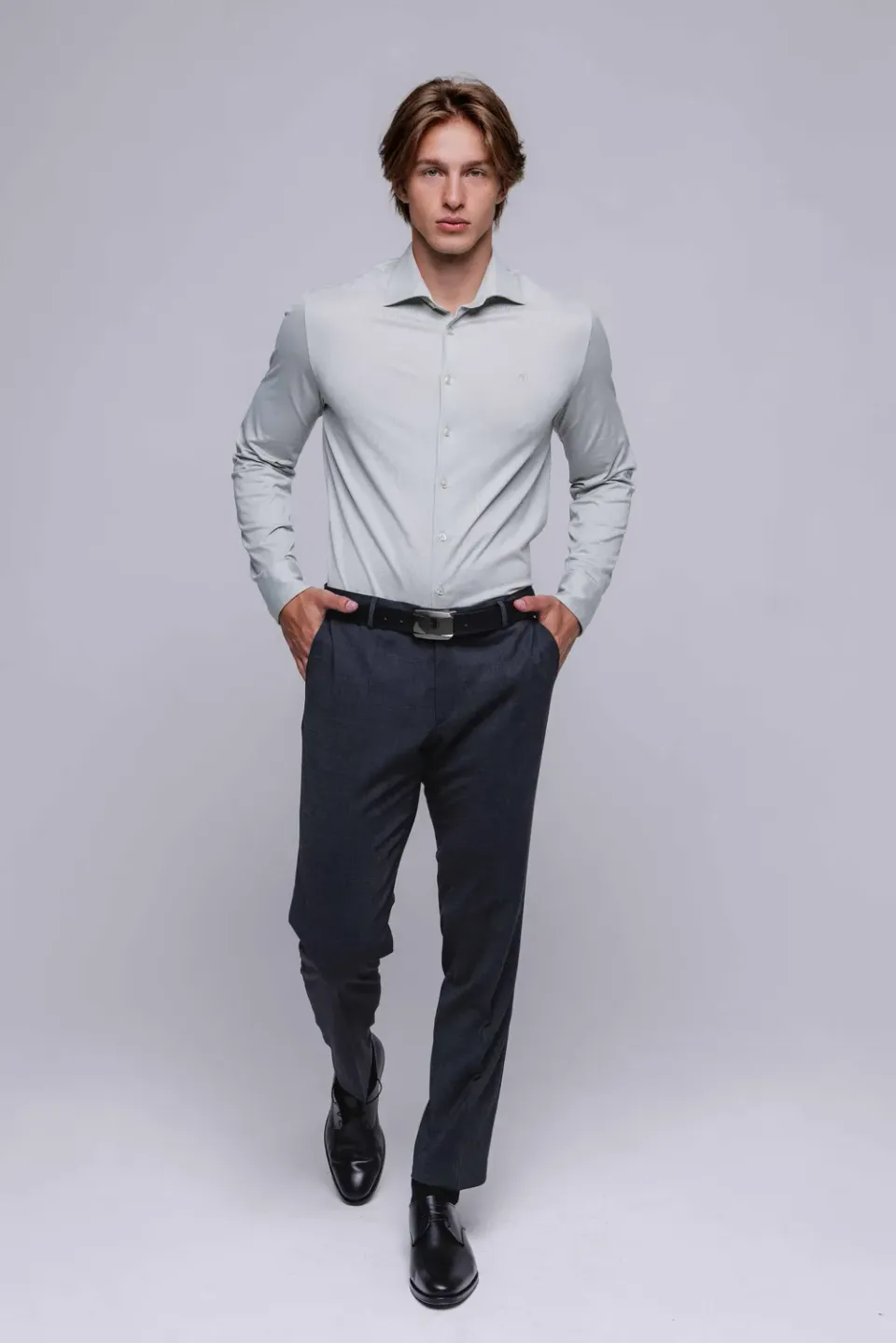 Alain Delon Camicia Verde Stretch Extra Slim Fit
