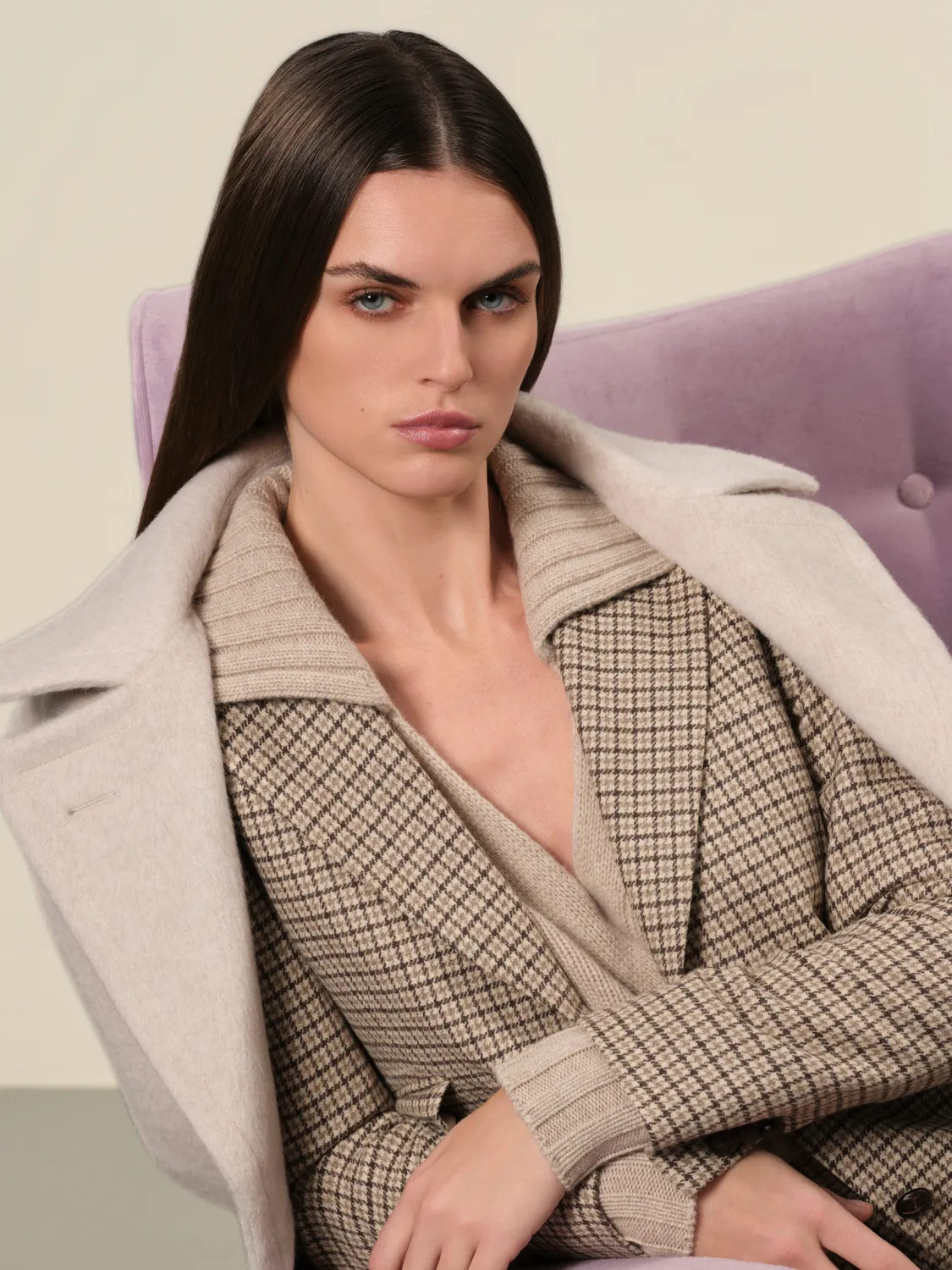 Sand Remi giacca donna lana pied-de-poule fantasia