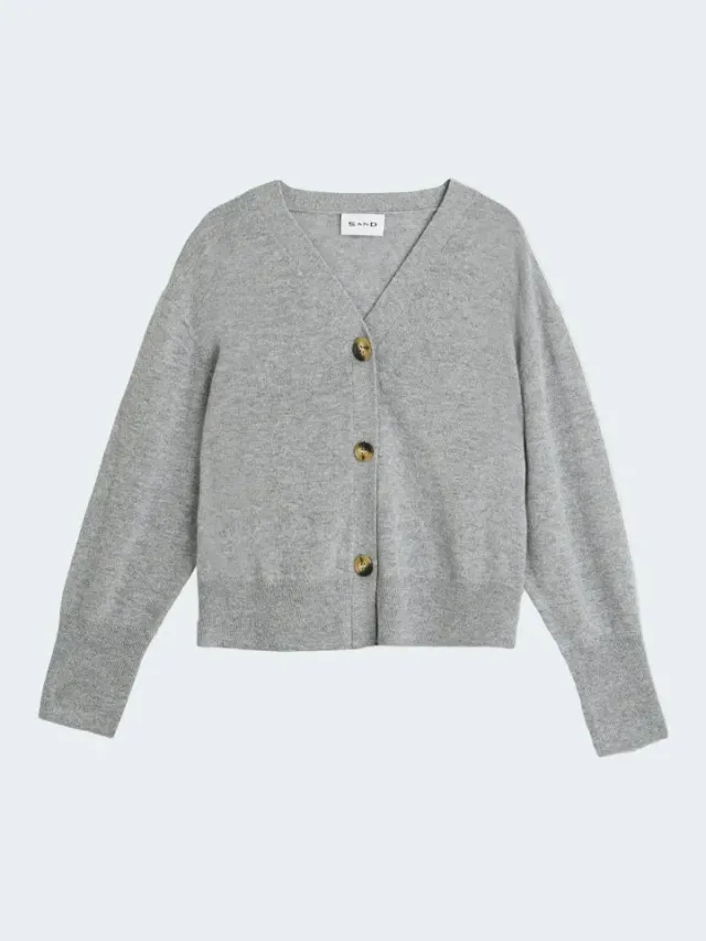 Sand Menswear Yua cardigan lana alpaca grigio perla