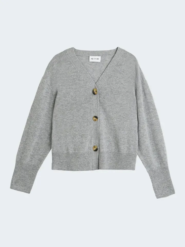 Sand Menswear Yua cardigan lana alpaca grigio perla