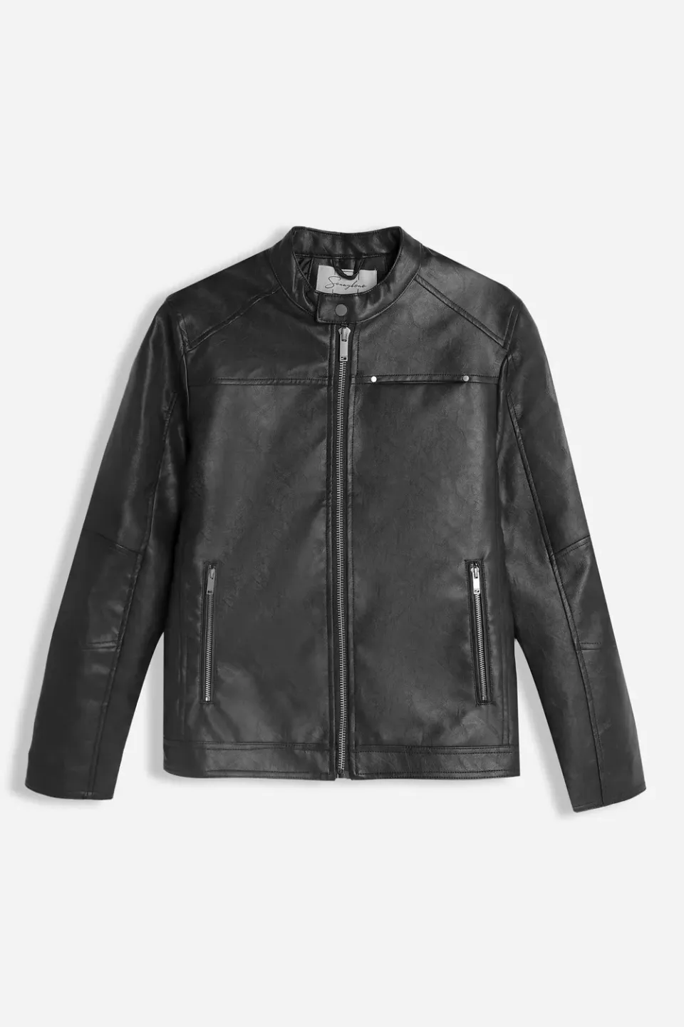 Sonny Bono Biker Giubbotto Effetto Pelle Nero