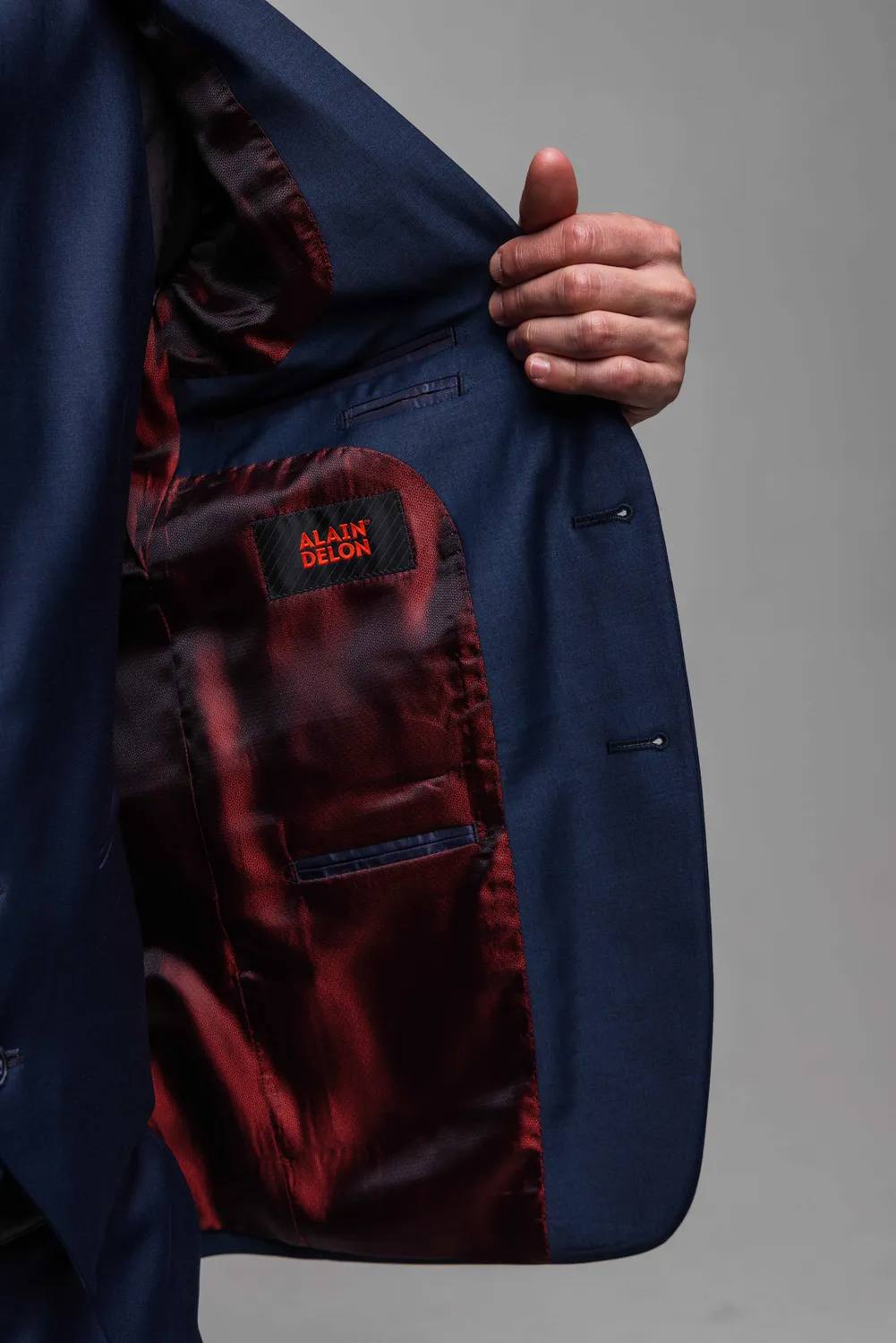 Alain Delon abito uomo blu nero slim fit con panciotto