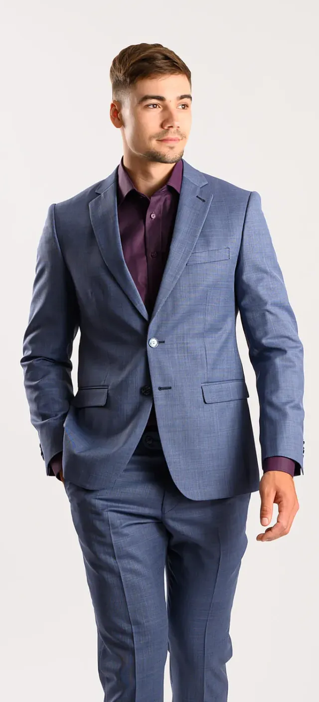 Alain Delon abito azzurro slim fit taglia 48 elasticizzato