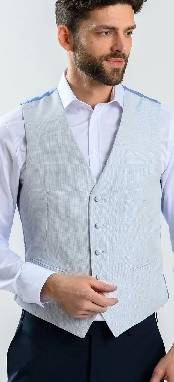 Alain Delon Gilet Azzurro Slim Fit da Cerimonia