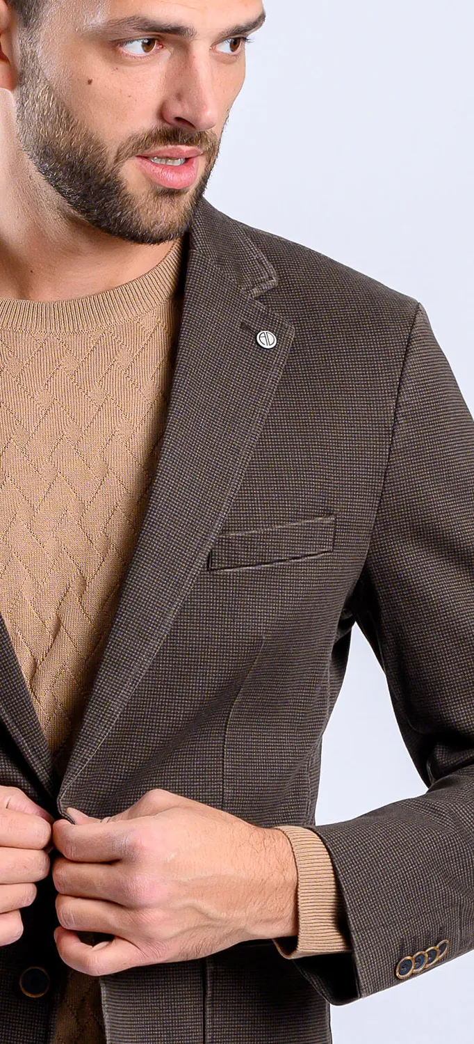 Alain Delon Peacoat Marrone Slim Fit Motivo Pepito