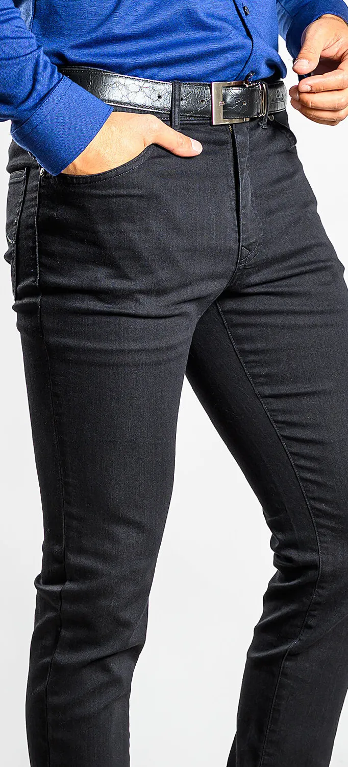Alain Delon Jeans Uomo Slim Fit Neri Elasticizzati 32/34