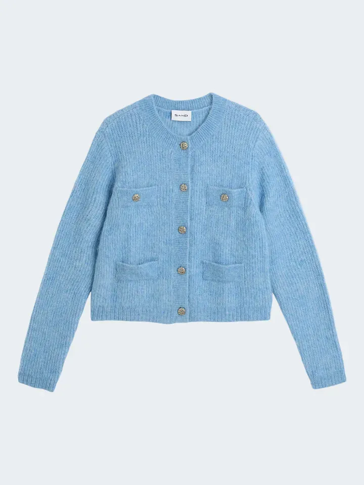 Sand Menswear 5656 Vusala cardigan alpaca aqua
