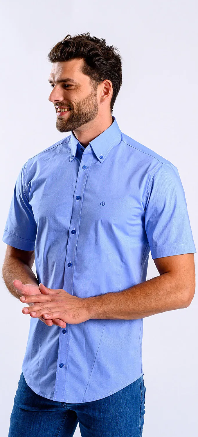Alain Delon camicia manica corta extra slim blu