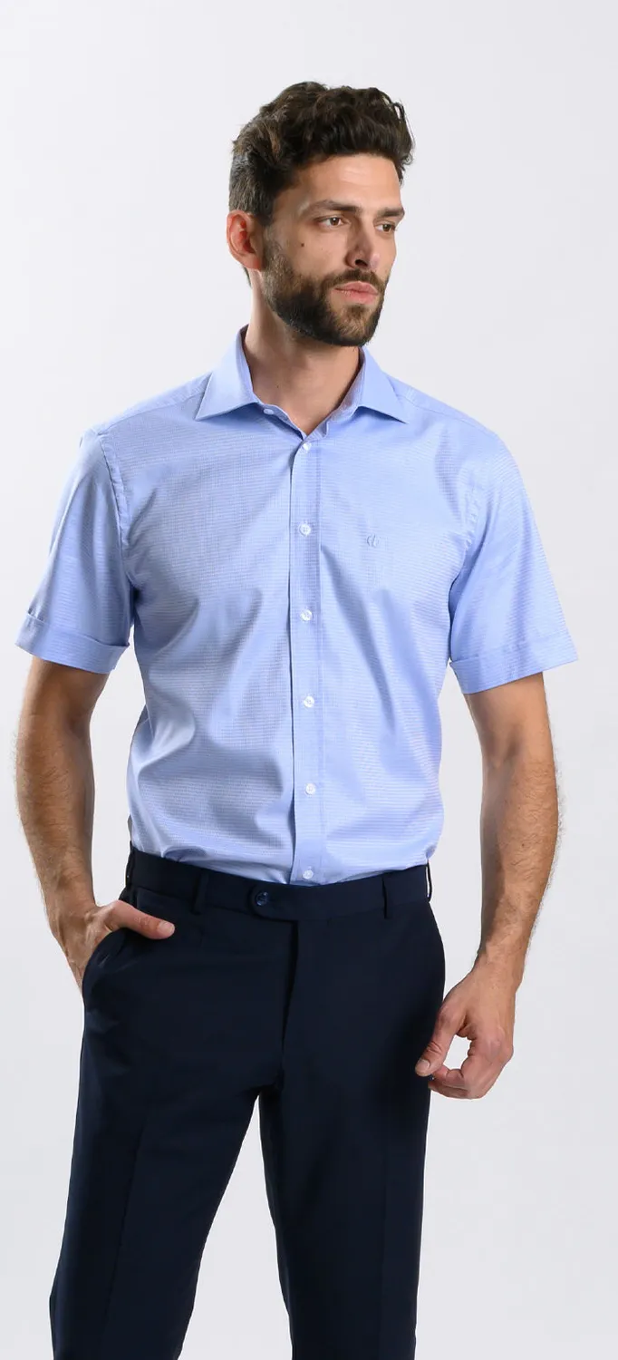 Alain Delon camicia manica corta blu classic fit 44