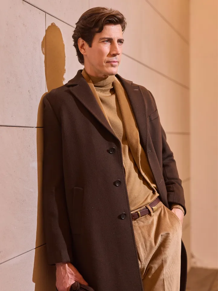 Sand Menswear Sultan Relax cappotto cashmere marrone scuro