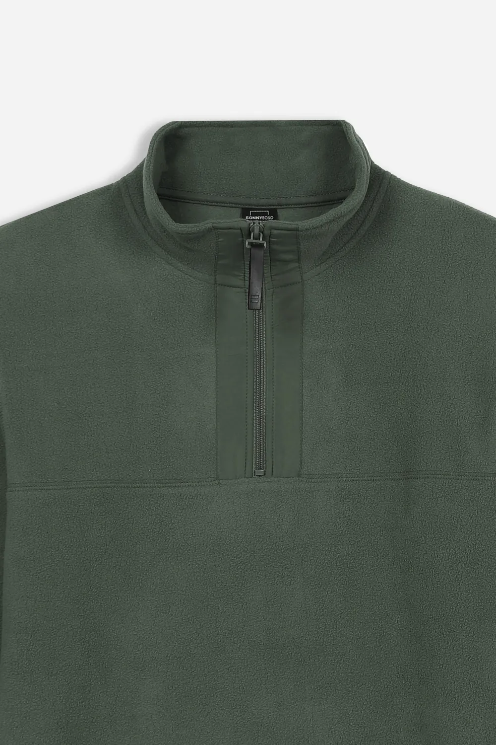 Sonny Bono felpa mezza zip pile verde militare