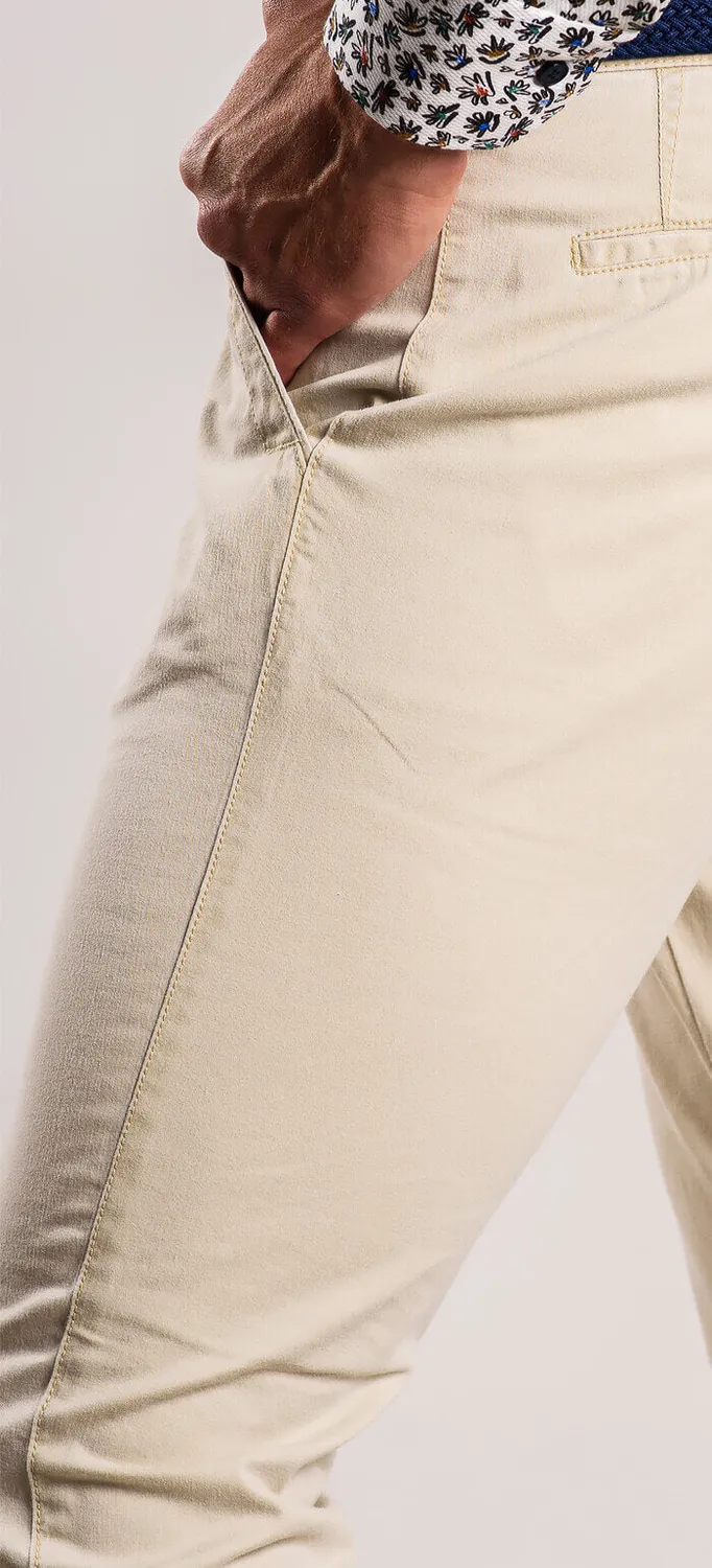 Alain Delon pantalone chino beige slim fit elastico
