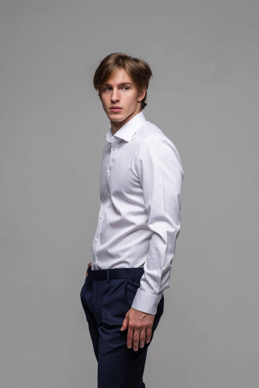 Alain Delon Extra Slim Fit camicia bianca classica elegante