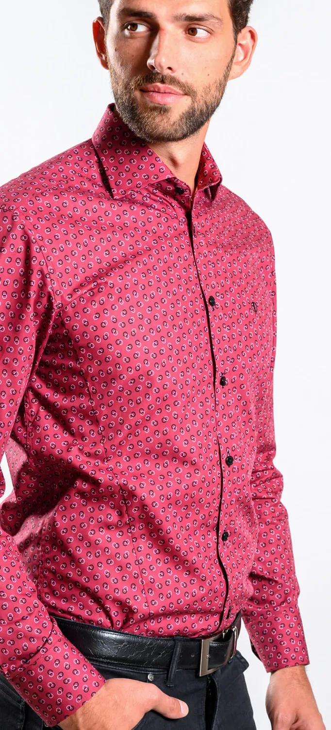 Alain Delon camicia Extra Slim Fit rossa fantasia