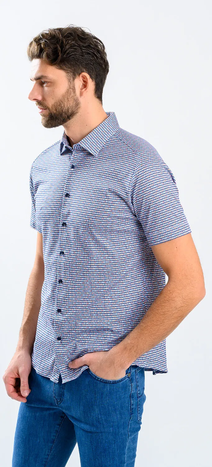 Alain Delon camicia manica corta extra slim fantasia jersey