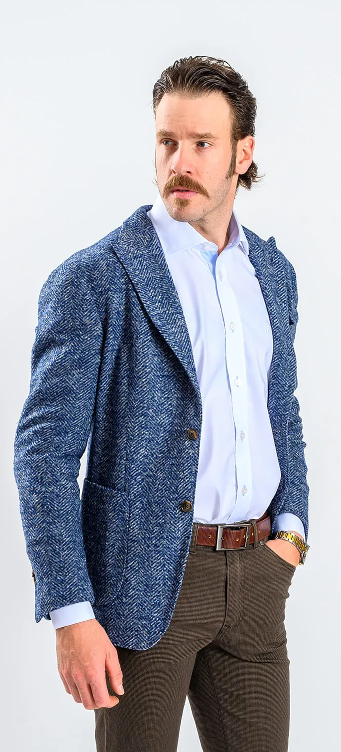 Alain Delon Slim Fit giacca blu fantasia gallo