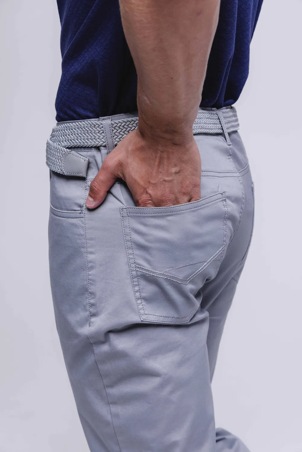 Alain Delon pantaloni casual grigi cotone elasticizzato