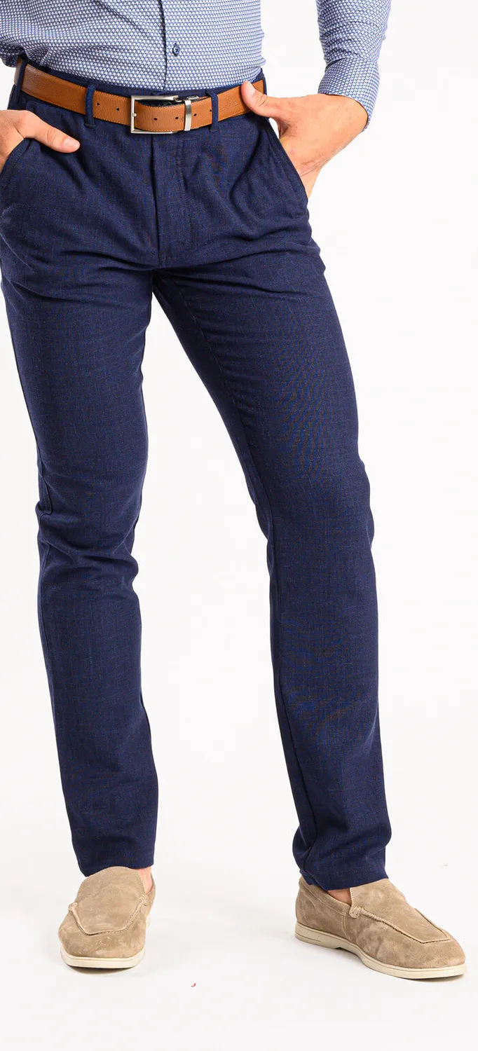 Alain Delon pantaloni lino blu navy 34/32 slim fit