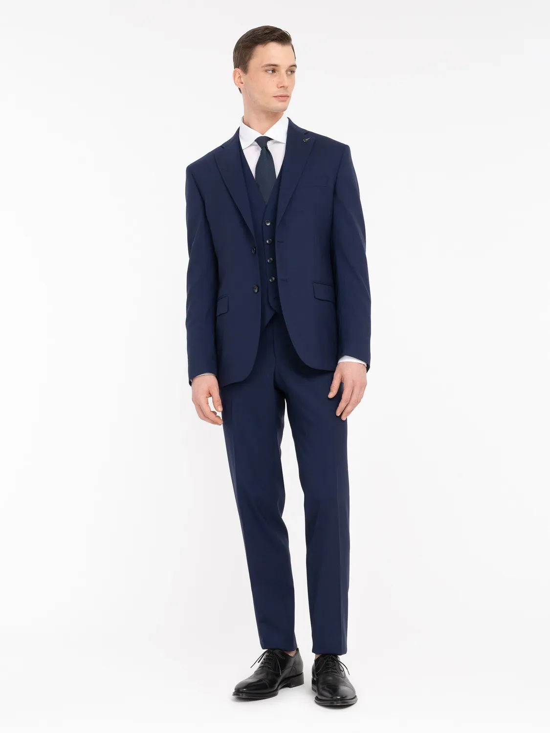Paoloni Abito con Gilet Fresco Lana Stretch Blu slim