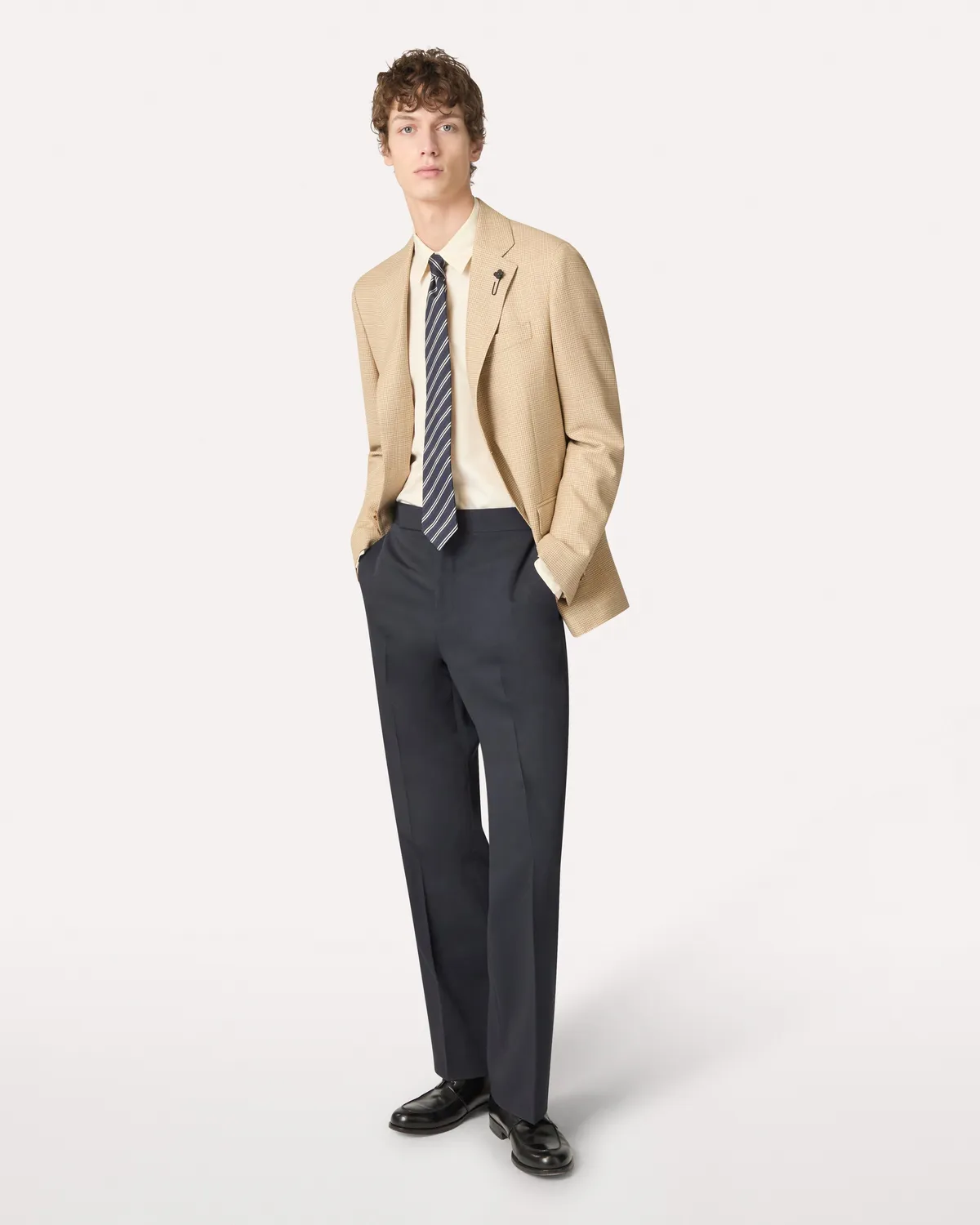 Lardini Iconic giacca monopetto beige lana cotone
