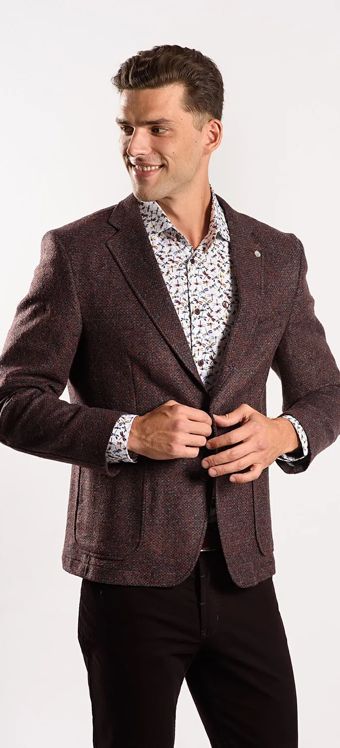 Alain Delon Giacca Autunnale Marrone Blazer Elasticizzato