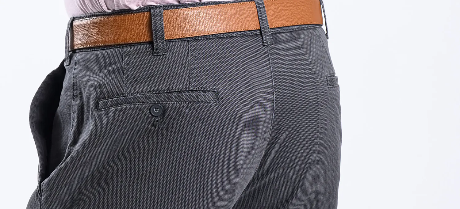 Alain Delon pantaloni grigi slim fit cotone micro-fantasia