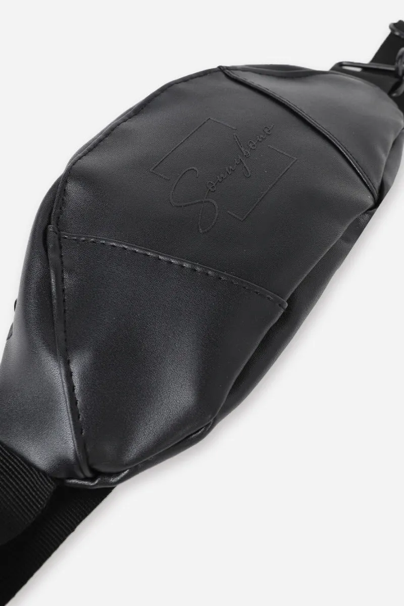 Sonny Bono marsupio effetto pelle nero con zip