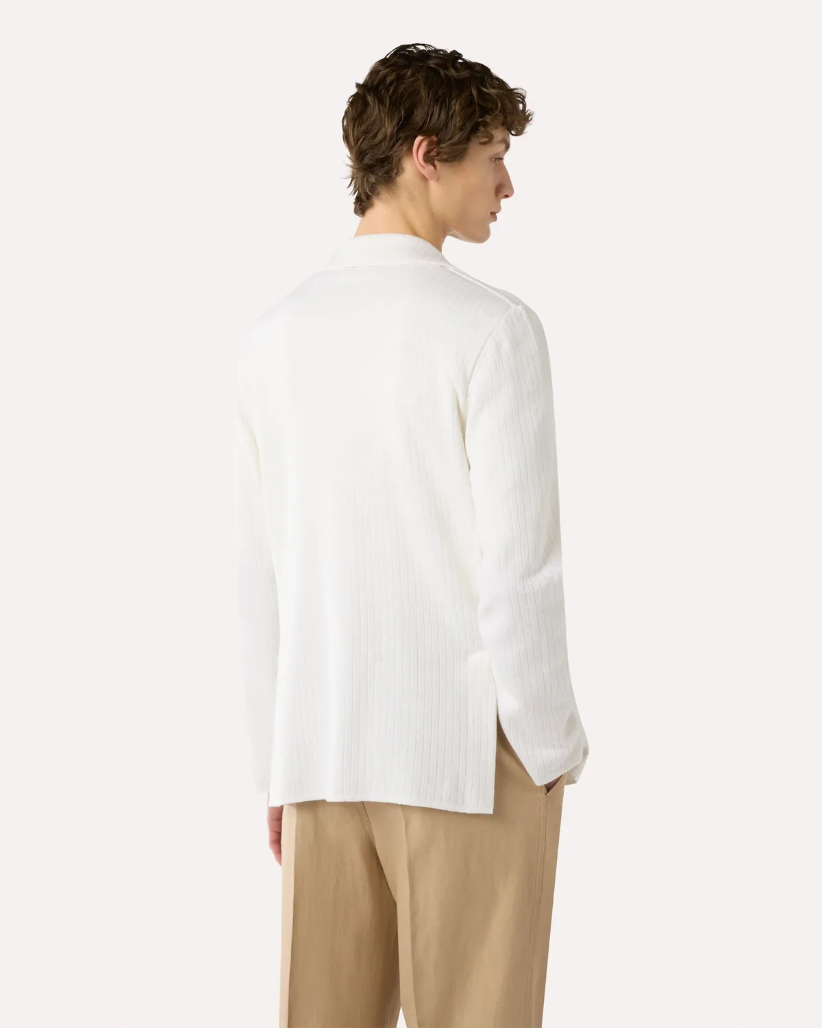Lardini giacca monopetto bianca in maglia lino