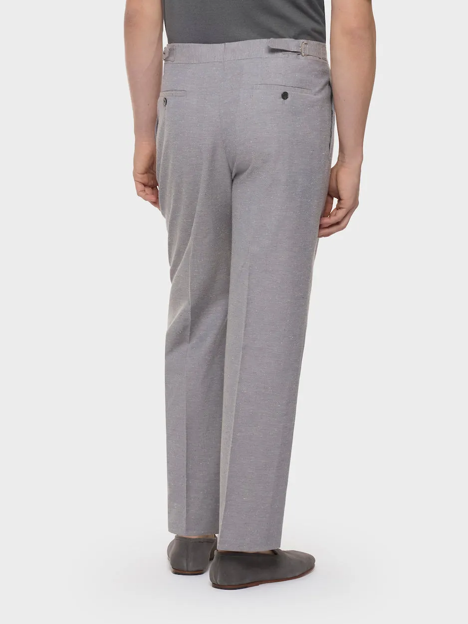 Caruso Pantalone vita alta lana cotone seta grigio