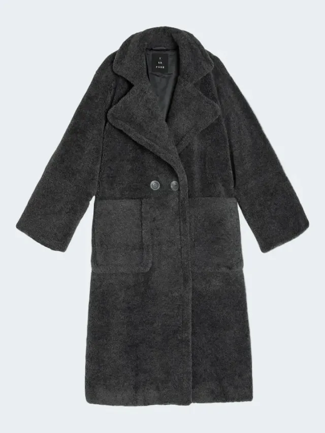 Sand Menswear Aotea cappotto teddy grafite lungo