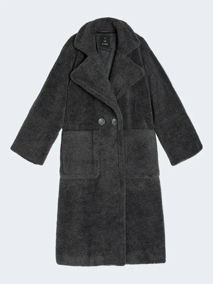 Sand Menswear Aotea cappotto teddy grafite lungo