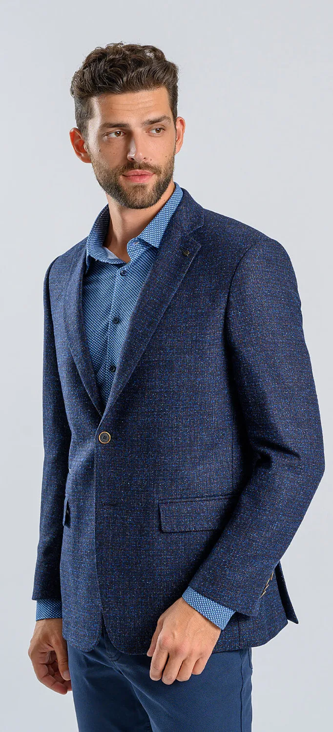 Alain Delon blazer blu spruzzato lana seta fodera zip