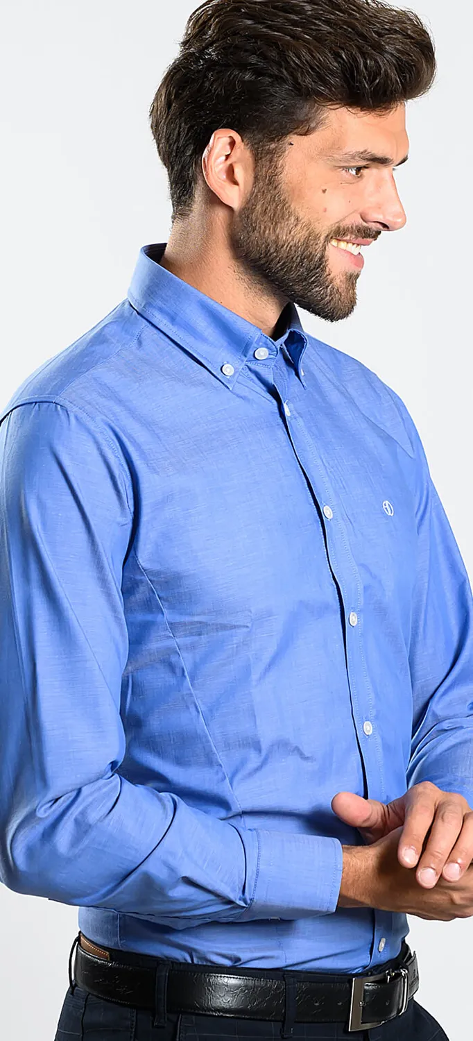 Alain Delon Extra Slim Fit camicia blu business cotone Getzner