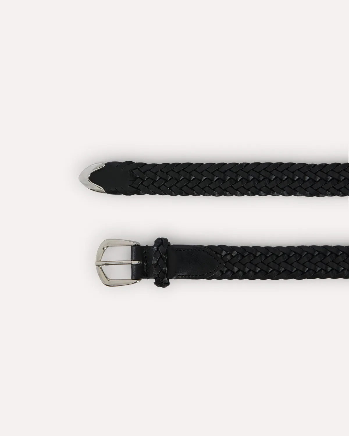 Lardini cintura cuoio intrecciato nero 25 mm fibbia ottone