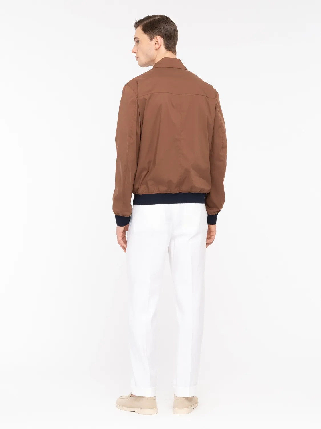 Paoloni Bomber Raso Marrone Cotone Stretch