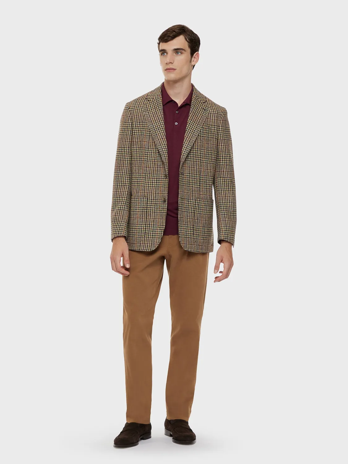 Caruso pantalone carrot fit cotone cammello