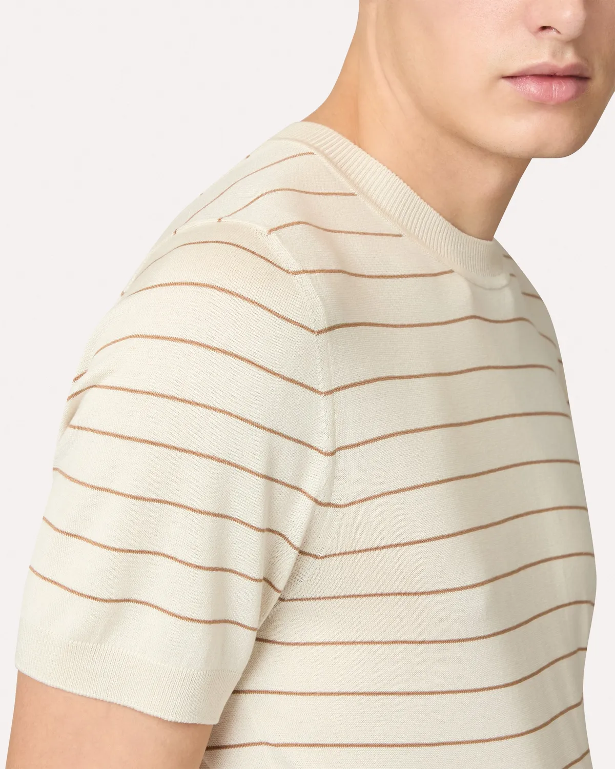 Lardini t-shirt righe panna marrone maglia seta