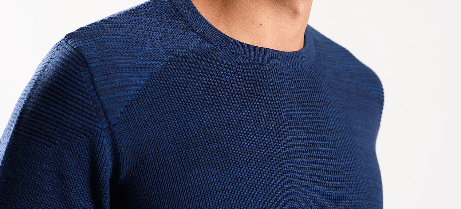 Alain Delon maglione cotone blu slim fit coste