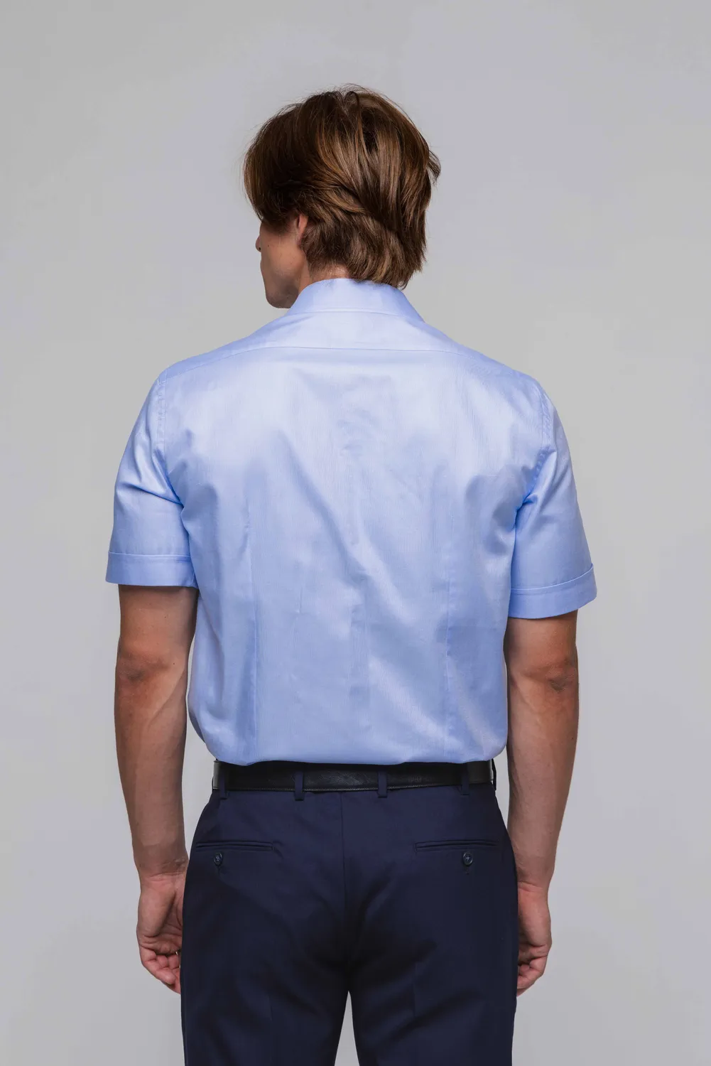 Alain Delon camicia azzurra oxford manica corta