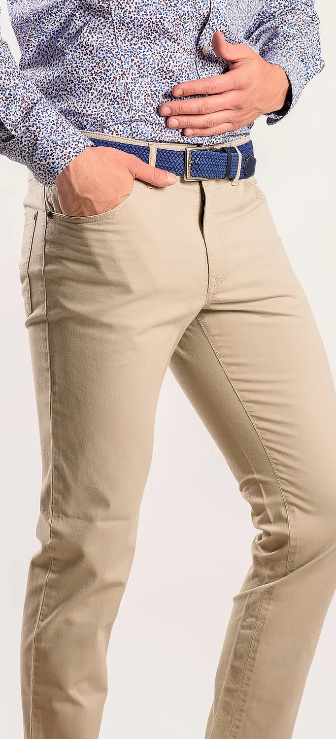 Alain Delon jeans beige slim elasticizzati