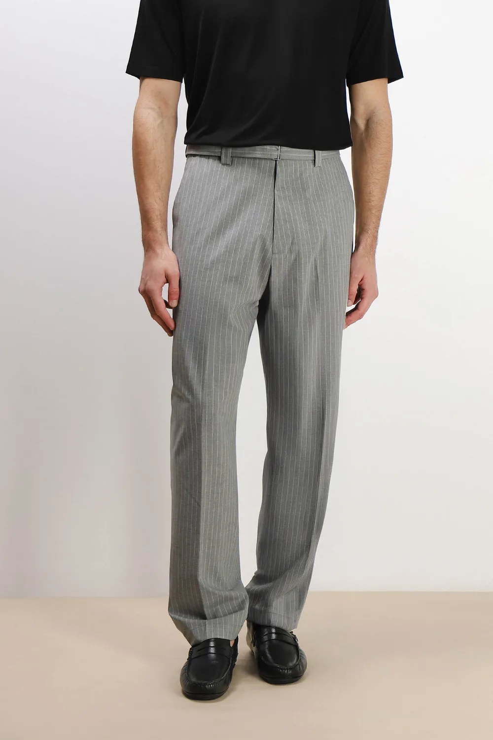 Sonny Bono pantalone fantasia a righe con cintura grigio