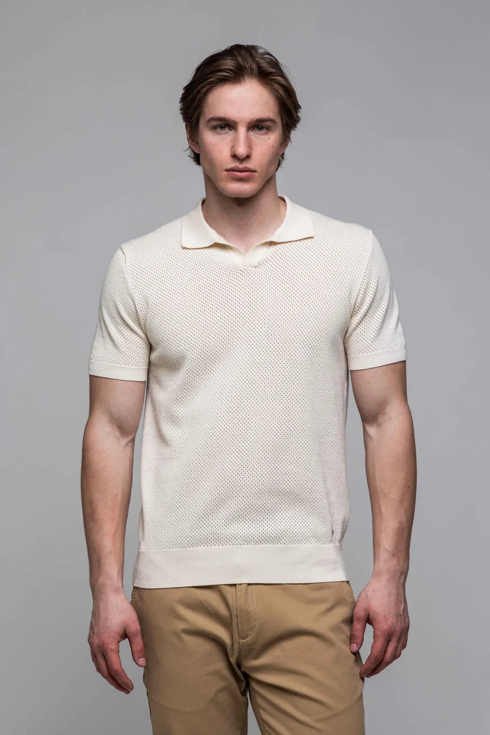 Alain Delon polo crema traforata in cotone