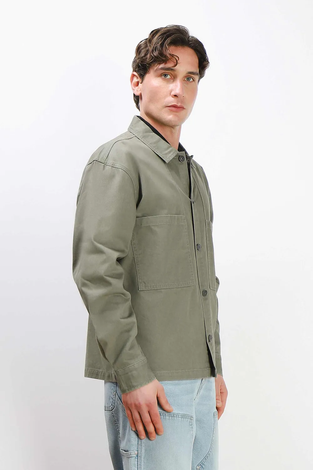 Sonny Bono Overshirt Doppia Tasca Giacca Cotone Verde Militare