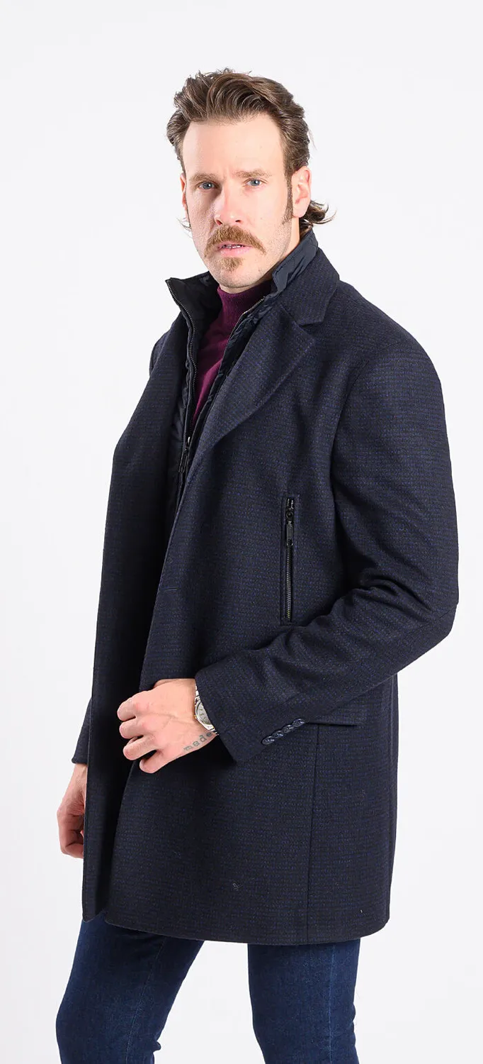 Alain Delon cappotto lana nero-blu taglia 58