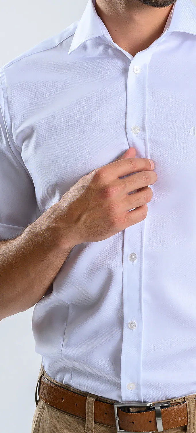 Alain Delon camicia bianca manica corta extra slim