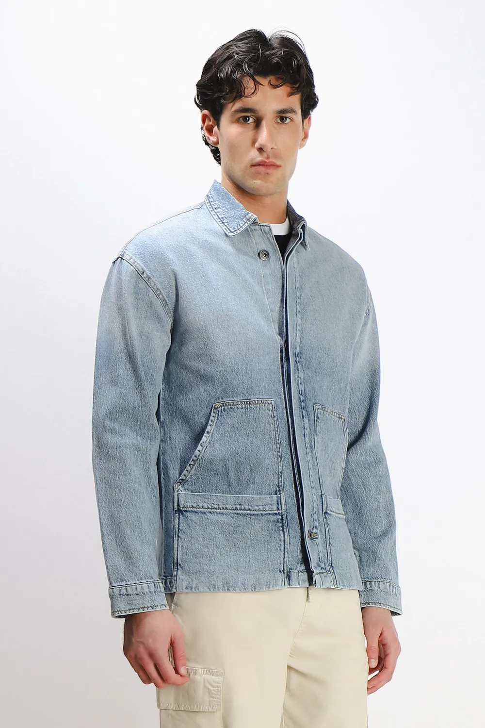 Sonny Bono Giubbotto Overshirt Denim Celeste Bottoni