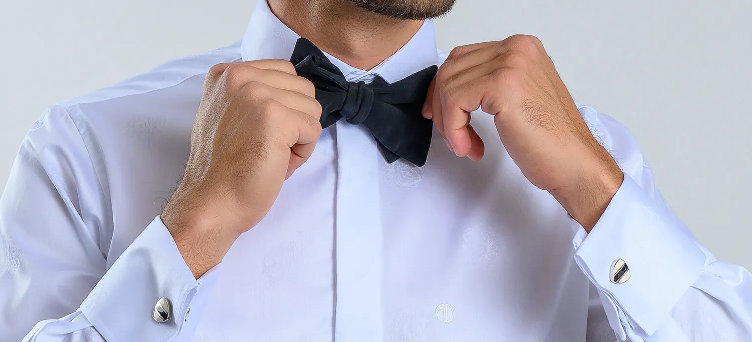Alain Delon Camicia Slim Fit Bianca Fantasia Rose